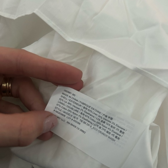 NWT THEORY Ventura Tie Back Stripe Cotton Midi Dress in white - Picture 4 of 9